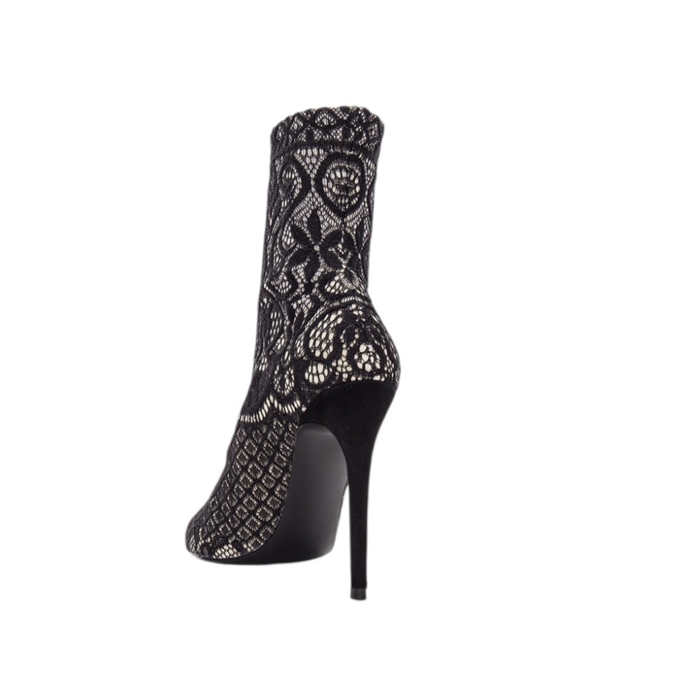 Steve Madden Revolve Lovely Dress Boots Black Lace Ankle Boots - Picture 5 of 7